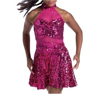 Weissman Dance Wear ‘Can’t Turn You Loose’ Dance Dress EUC size MC Fuscia